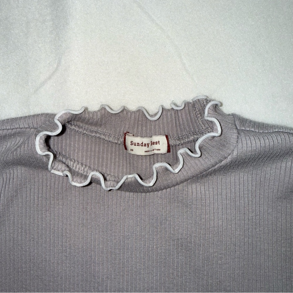 Sunday Best Ribbed Lettuce Trim Tee (XS) - Picture 5 of 6